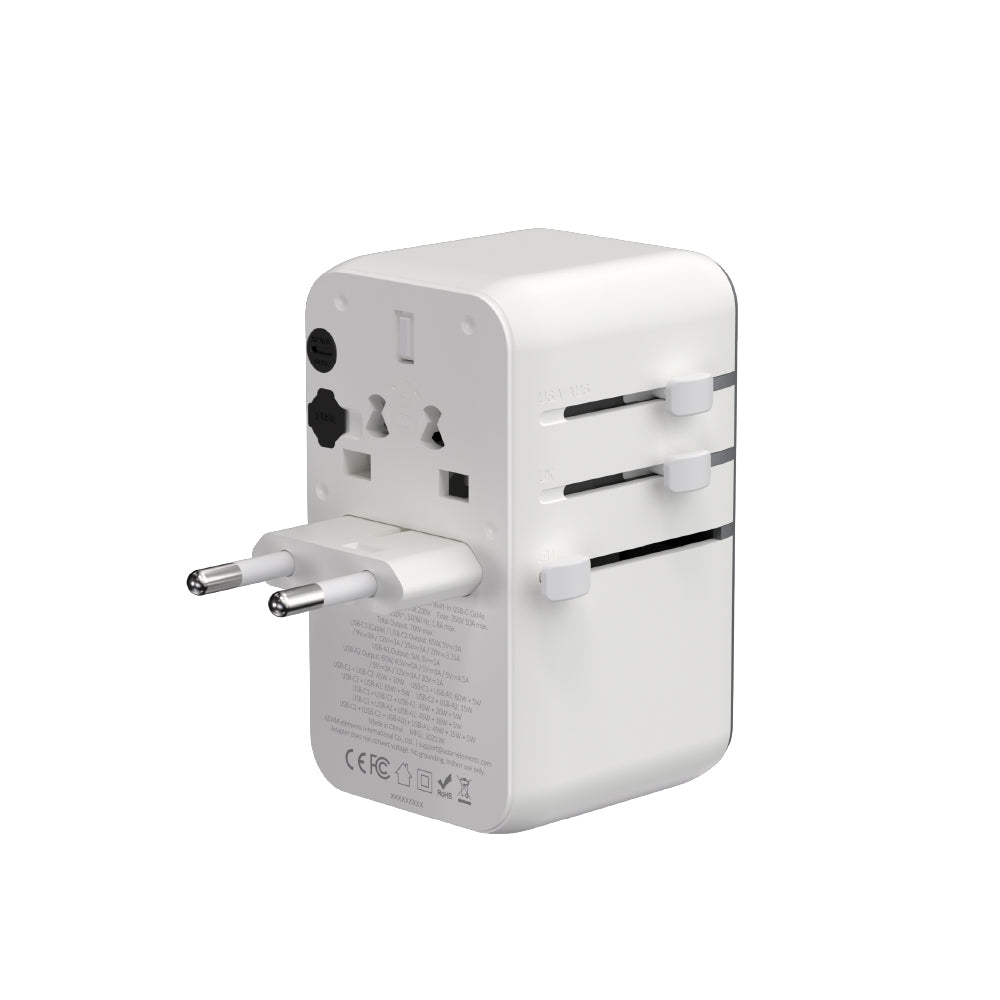 T70L - Adaptador de viaje universal de 70W con cable USB-C integrado