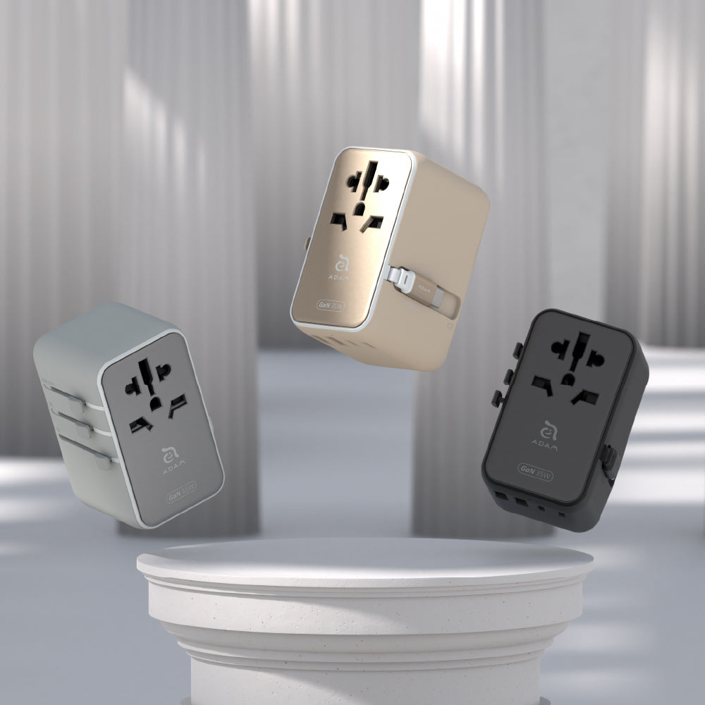T35L - Adaptador de viaje universal de 35W con cable USB-C integrado