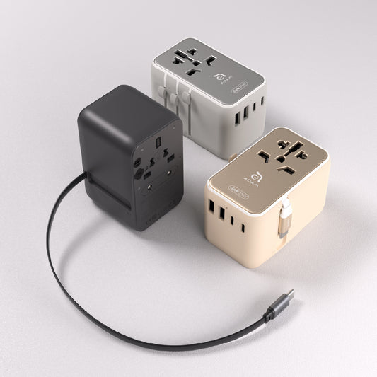 T35L - Adaptador de viaje universal de 35W con cable USB-C integrado
