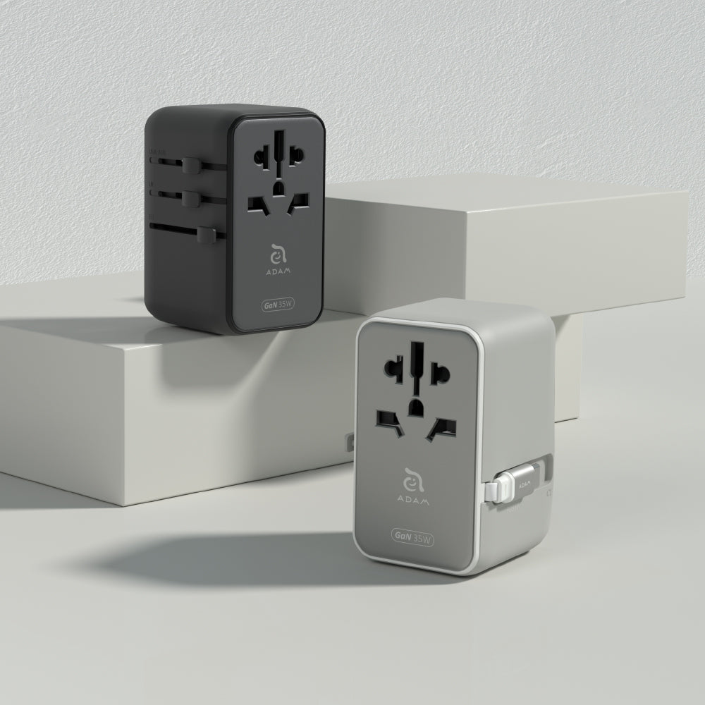 T35L - Adaptador de viaje universal de 35W con cable USB-C integrado