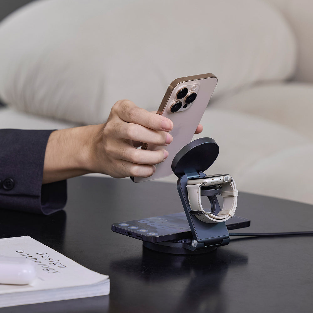 Mag 360 - Base de carga inalámbrica magnética plegable 3 en 1 con Qi2