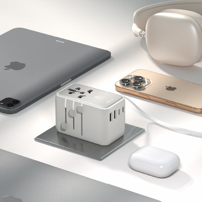 T35L - Adaptador de viaje universal de 35W con cable USB-C integrado